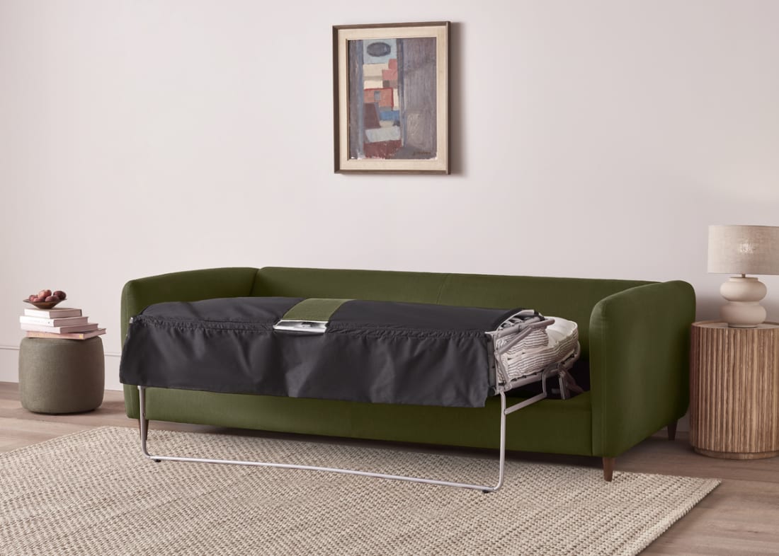 Squishmeister Sofa Bed in Waxed Jacket Green Linen