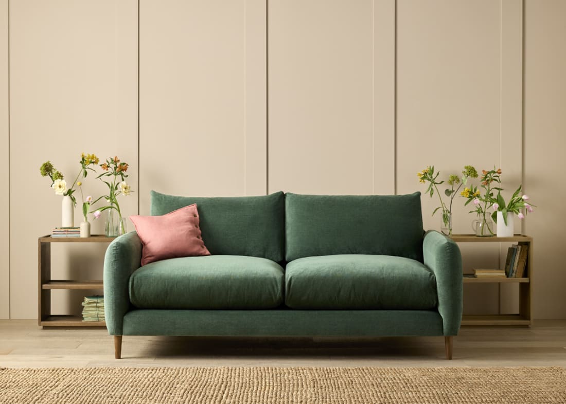 Squishmeister Sofa in Secret Garden Green Chenille