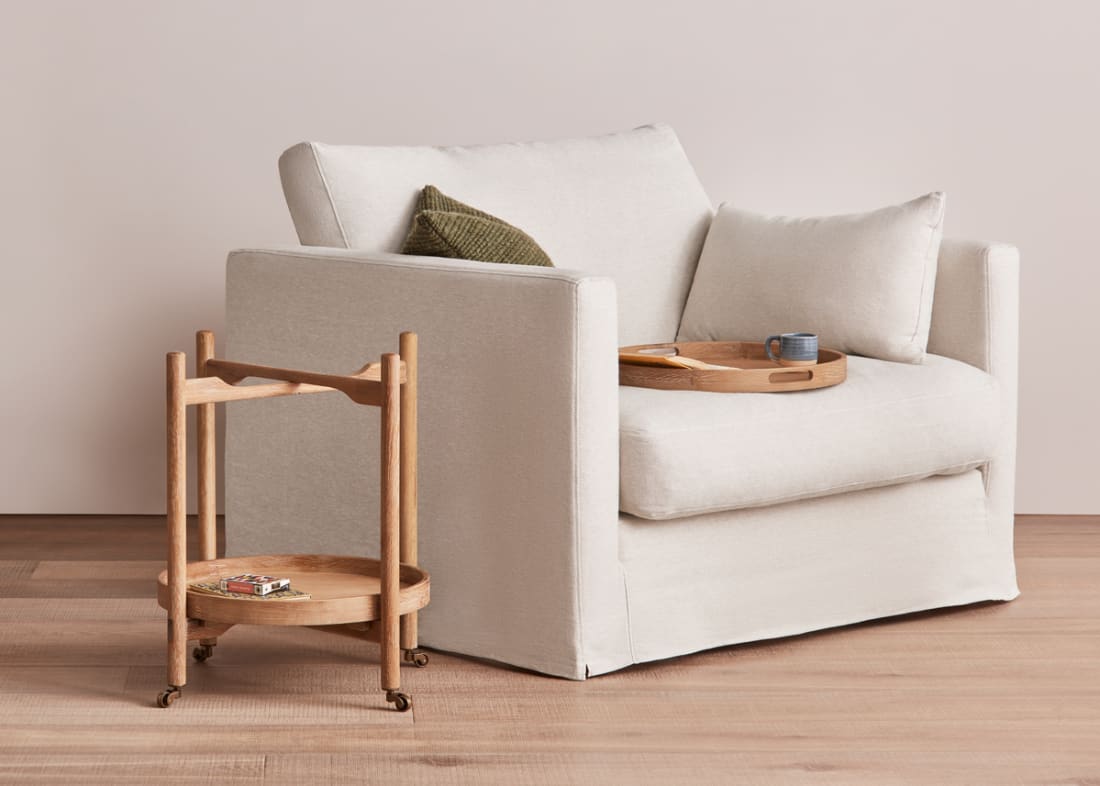 Meals on Wheels Side Table in Whitewashed Oak