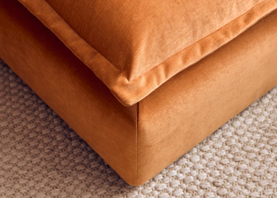 Weekender Footstool in Bobbing Bouy Orange Chenille