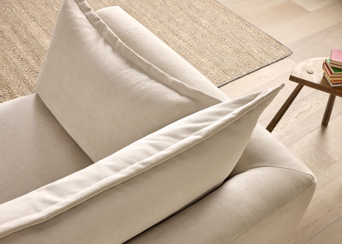 Weekender Love Seat in Egg Box Beige Chenille