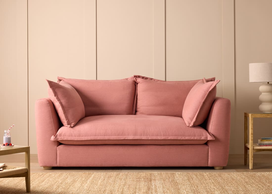 Weekender Sofa in Strawberry Milkshake Pink Linen