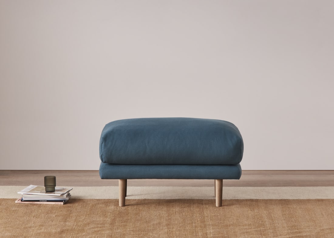 Jeffers Footstool in Hosepipe Teal Linen