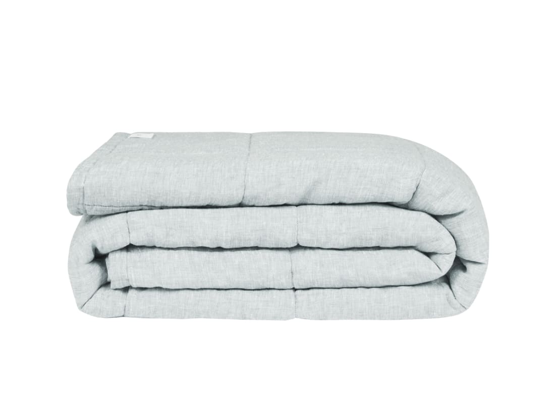 Marley Linen Quilt - 230cm x 250cm - Duck Pond Teal Marle