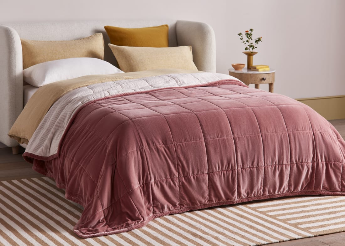 Dozer Velvet Quilt  - 200cm x 230cm - Raspberry Fool