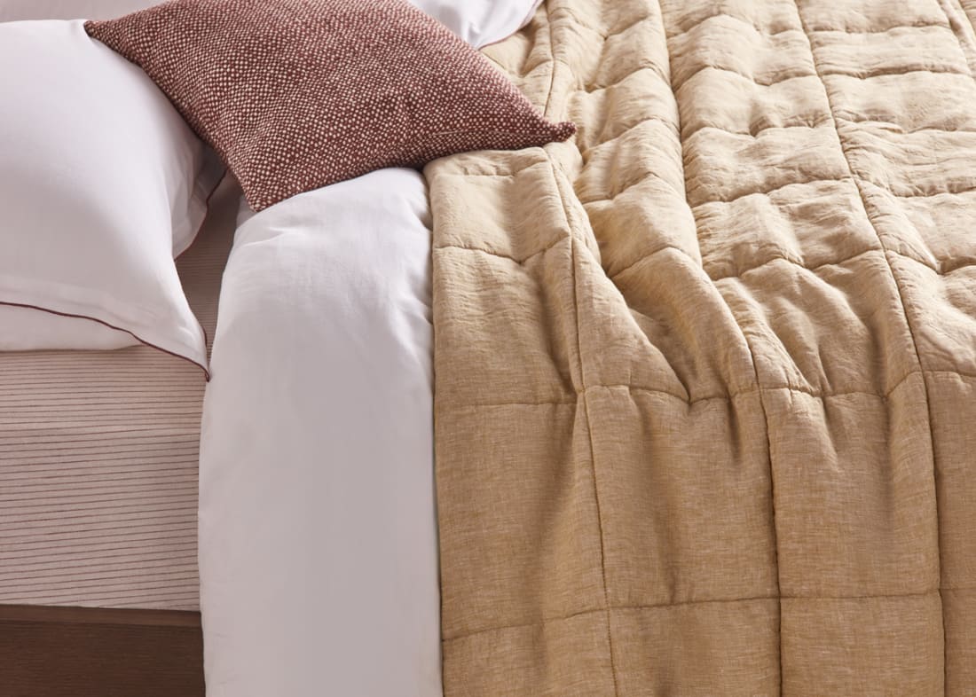 Marley Linen Quilt - 200cm x 230cm - Butterscotch Marle