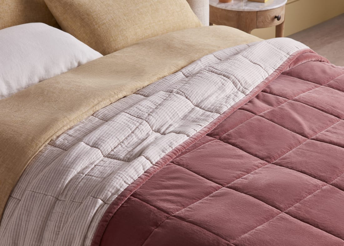 Dozer Velvet Quilt  - 200cm x 230cm - Raspberry Fool