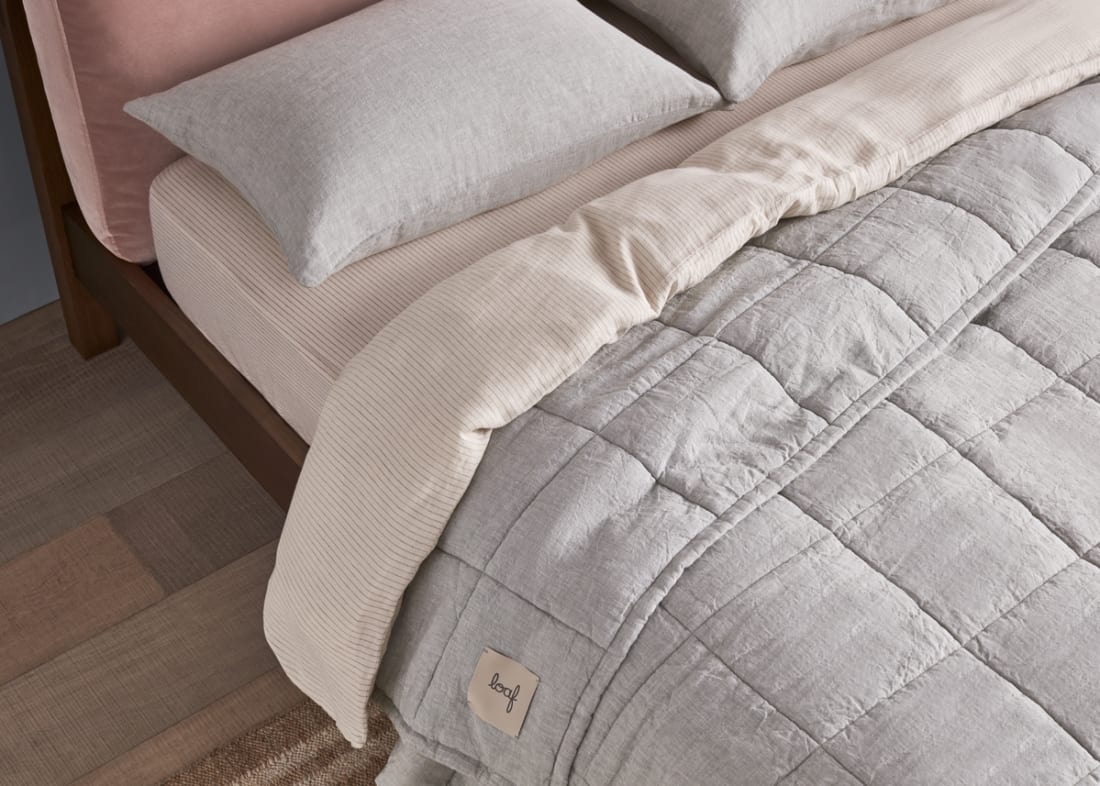 Marley Linen Quilt - 230cm x 250cm - Duck Pond Teal Marle