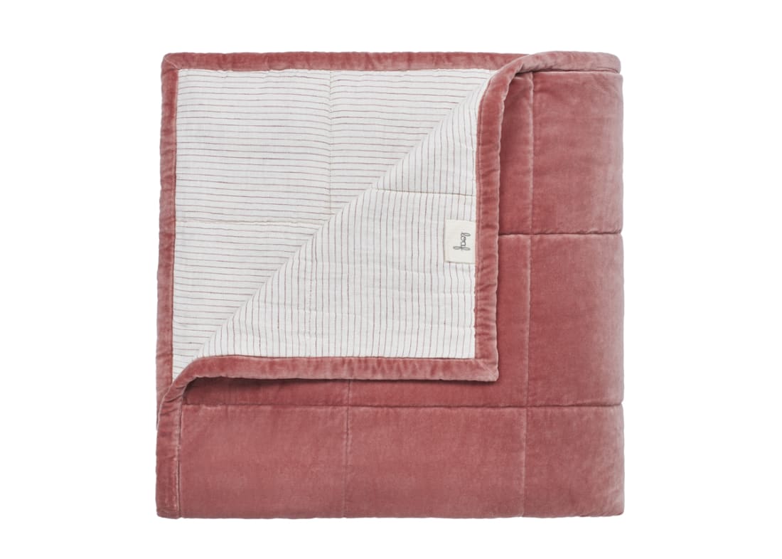 Dozer Velvet Quilt  - 200cm x 230cm - Raspberry Fool