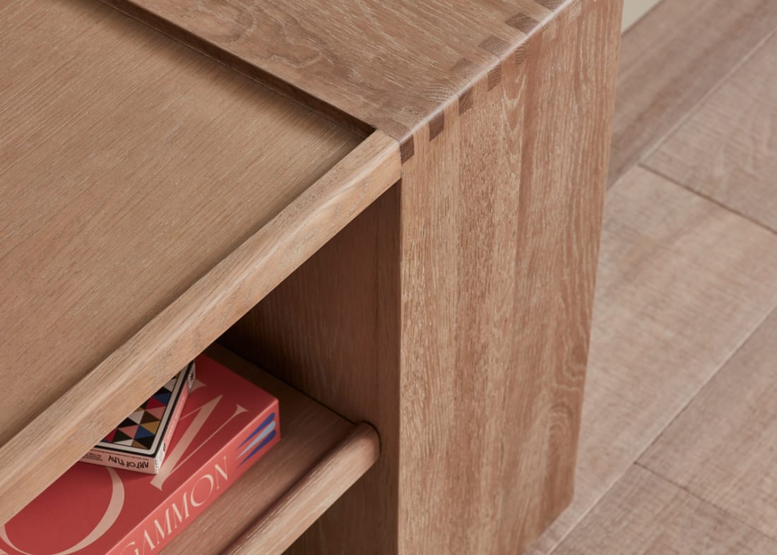Shelfie Side Table in Whitewashed Oak