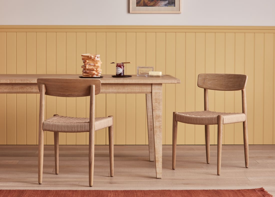 Pair of Butter Kitchen Chairs in Whitewashed Oak