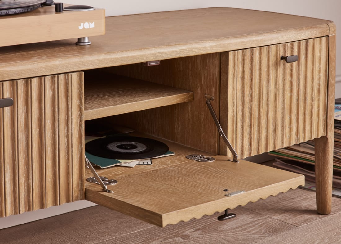 Heyday Media Unit in Whitewashed Oak