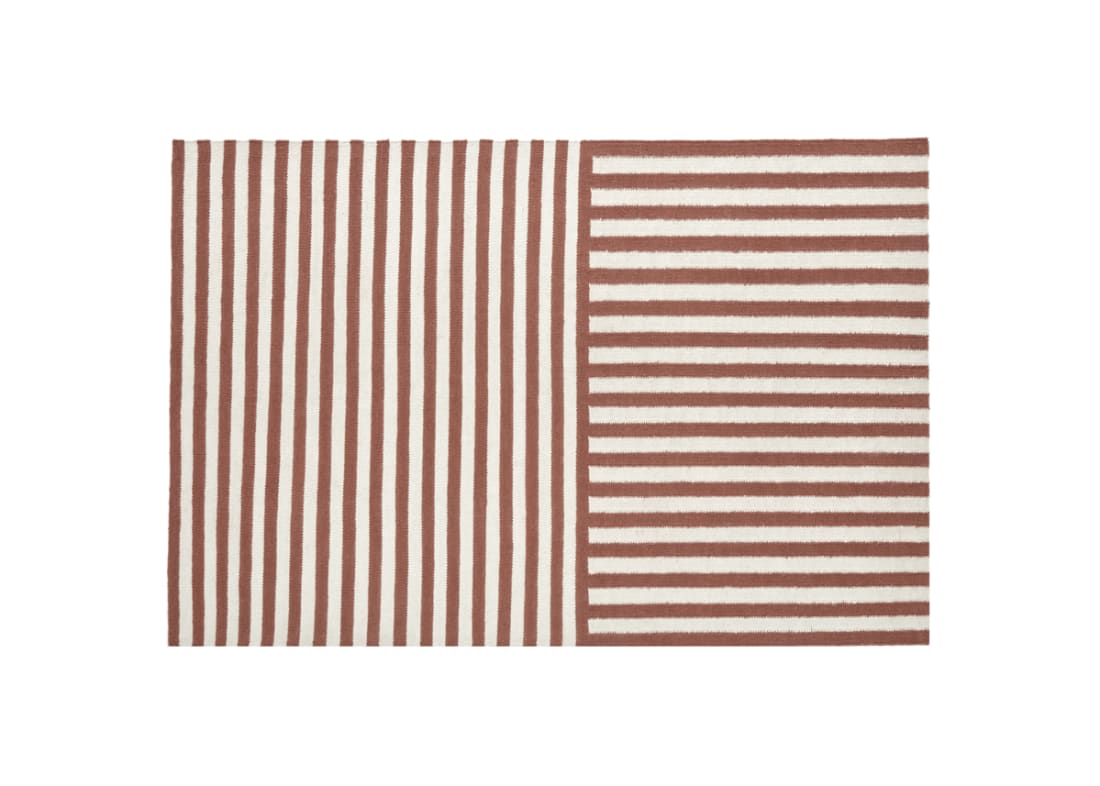 Double Stripey Wool Rug - 200cm x 300cm - Brown