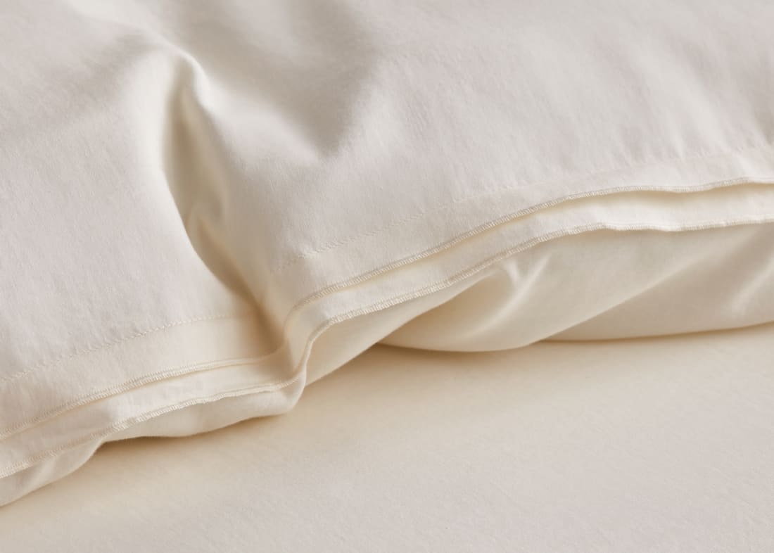 Twin Trim Classy Cotton Duvet Cover Superking in Oat Milk