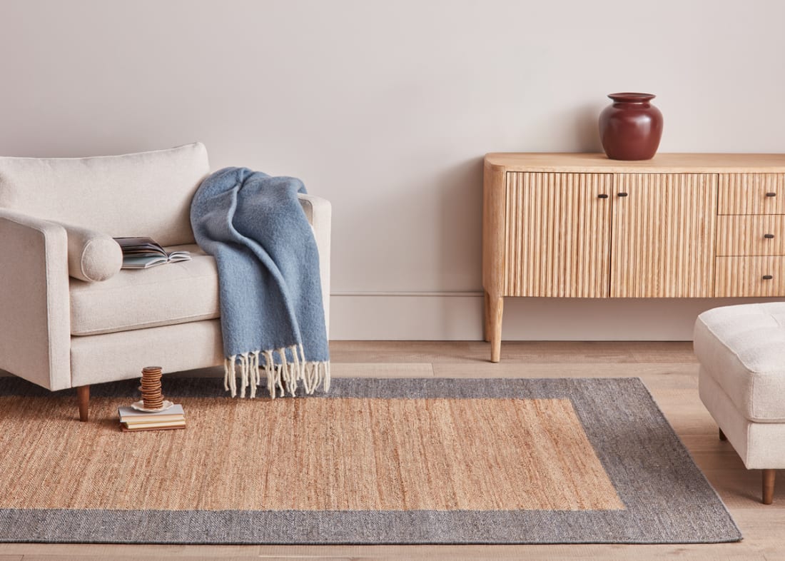 Bordy Edge Jute Rug 200 X 300 cm in Blue