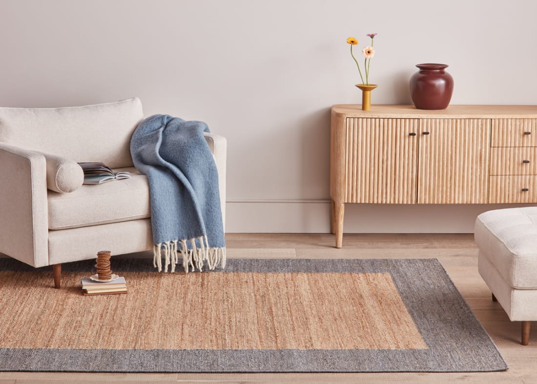 Bordy Edge Jute Rug 200 X 300 cm in Blue