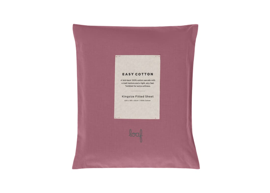 Easy Cotton Fitted Sheet Double in Raspberry Fool