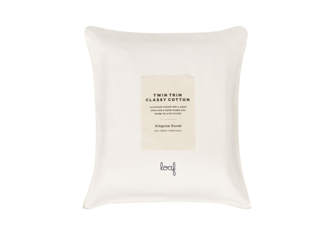 Twin Trim Classy Cotton Duvet Cover Superking in Oat Milk