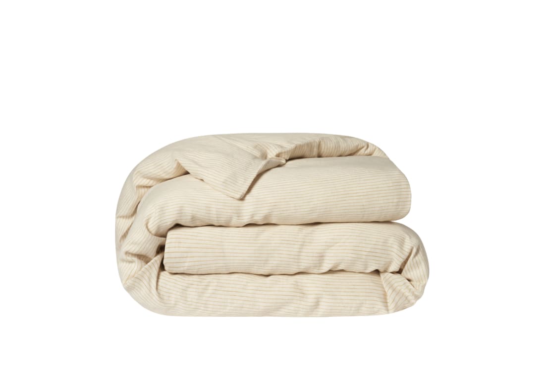 Stripey Slubby Linen Duvet Cover Double in Butterscotch