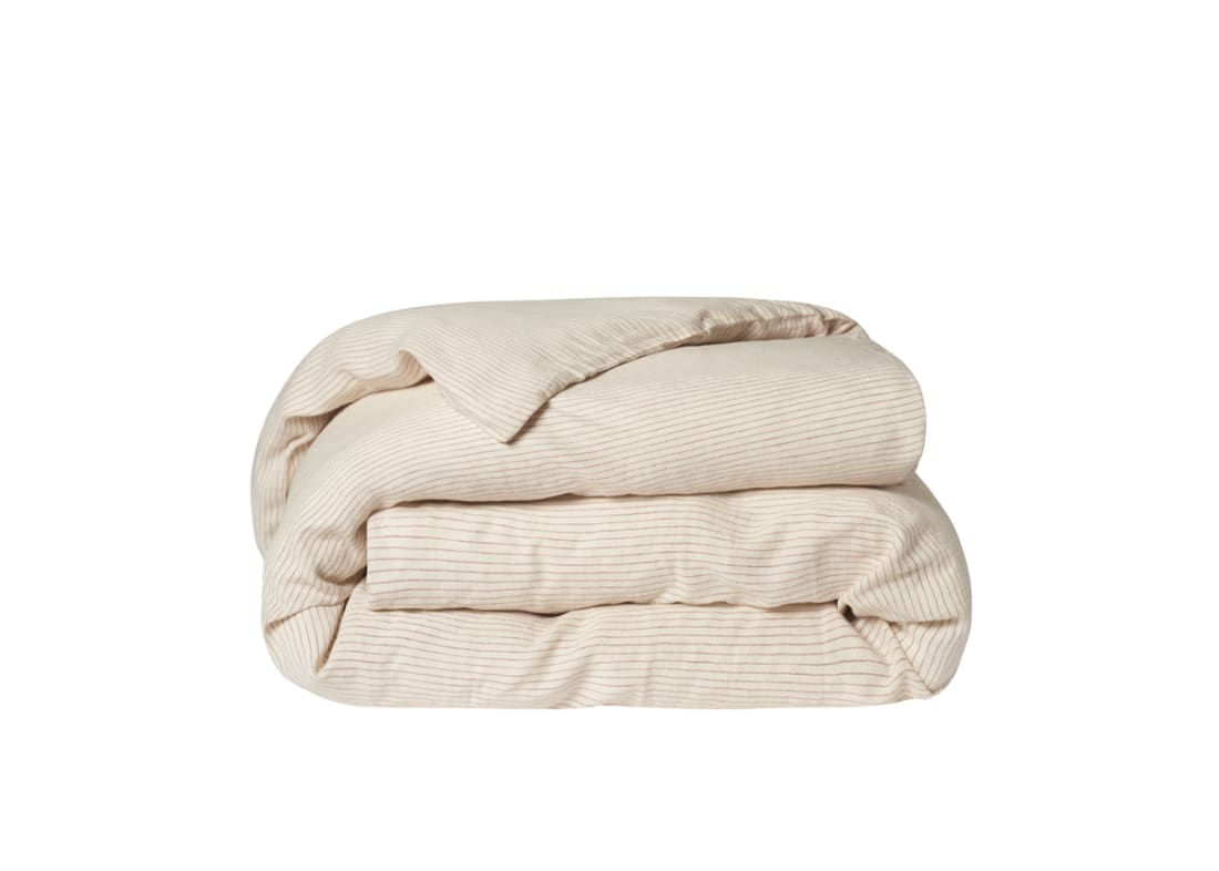 Stripey Slubby Linen Duvet Cover Superking in Raspberry Fool