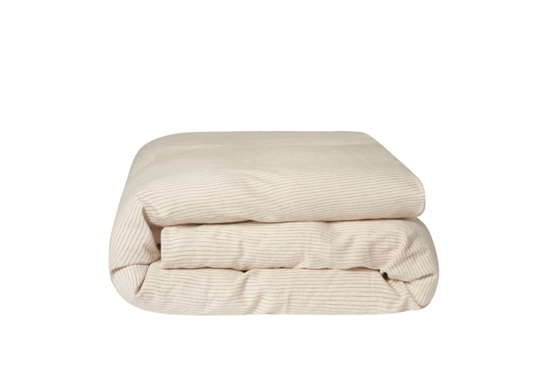 Stripey Slubby Linen Duvet Cover Superking in Raspberry Fool