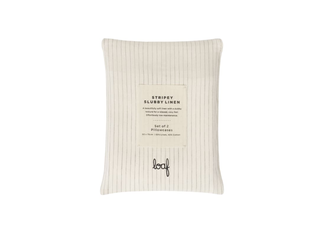 Stripey Slubby Linen Set of 2 Pillowcases in Duck Pond Teal