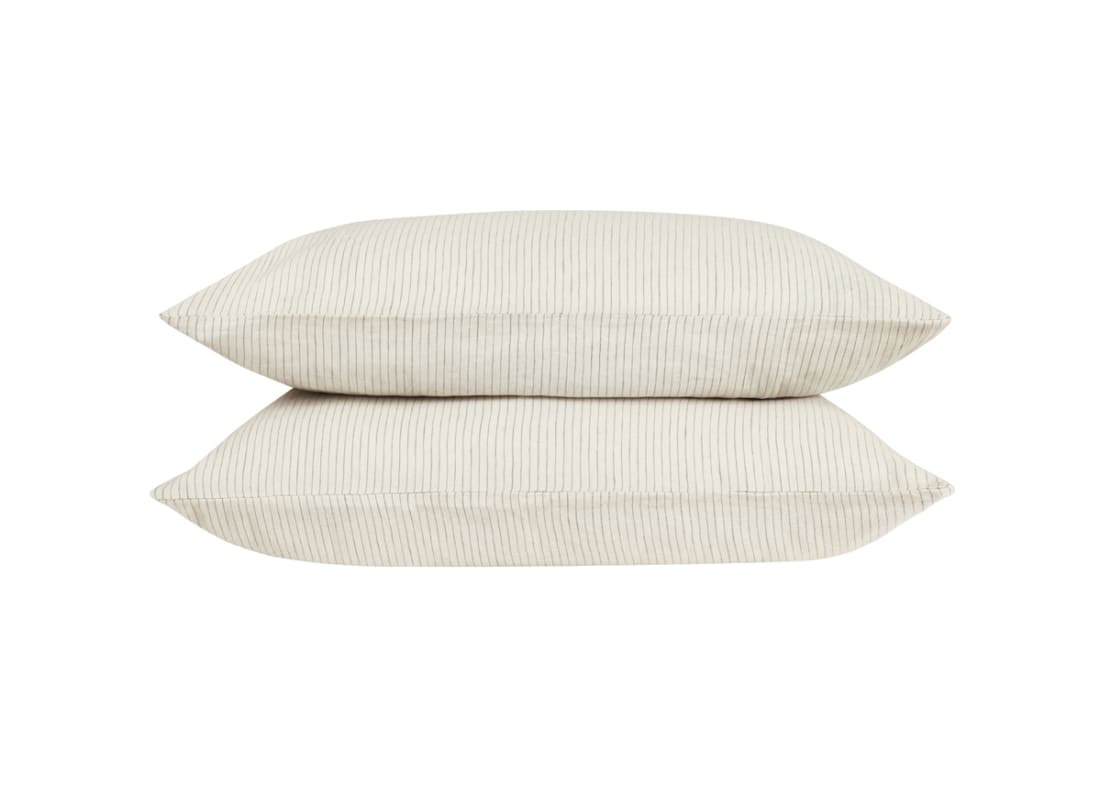 Stripey Slubby Linen Set of 2 Pillowcases in Duck Pond Teal