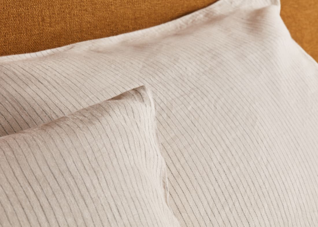 Stripey Slubby Linen Set of 2 Pillowcases in Duck Pond Teal