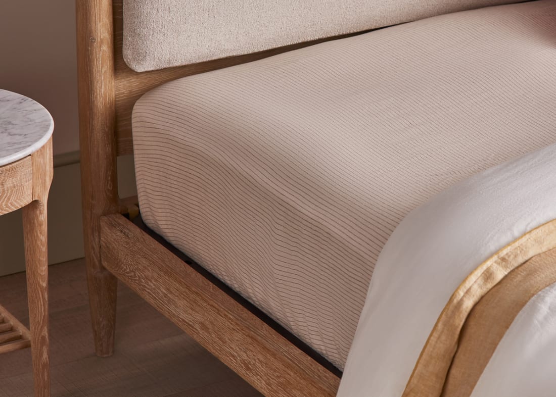 Stripey Slubby Linen Fitted Sheet Superking in Raspberry Fool