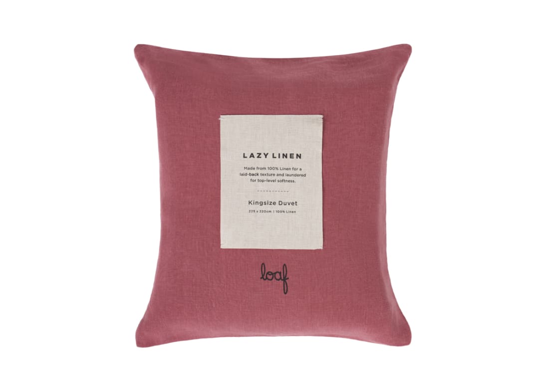 Lazy Linen Duvet Cover - Superking - Raspberry Fool