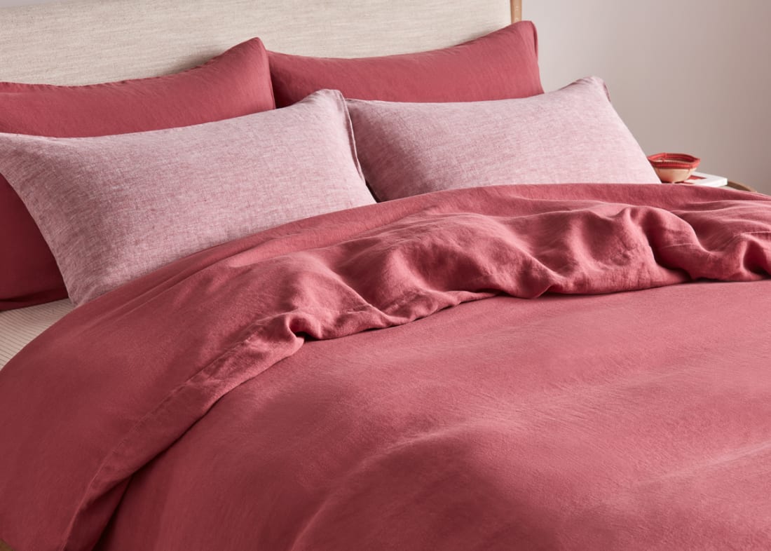 Lazy Linen Duvet Cover - Superking - Raspberry Fool