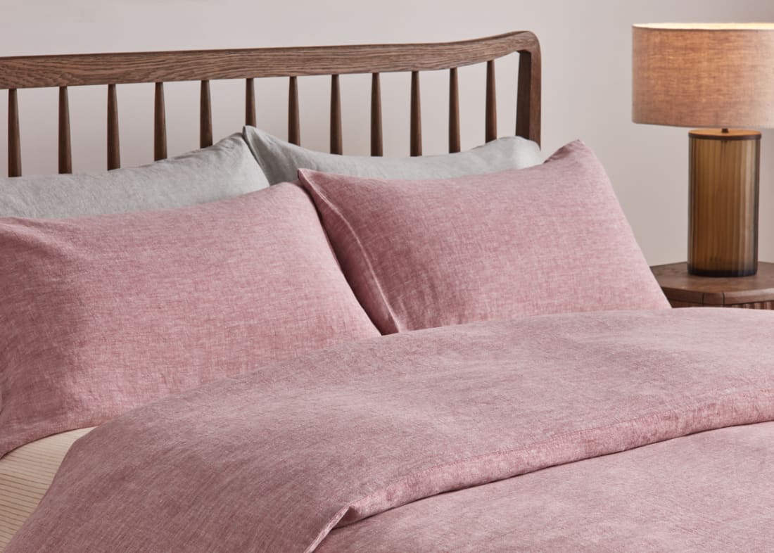Lazy Linen Duvet Cover - Superking - Raspberry Fool Marle