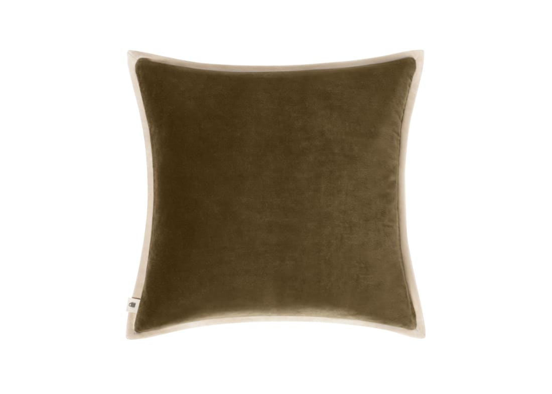 Bordy Edge Velvet Cushion 43 x 43 cm in Olive