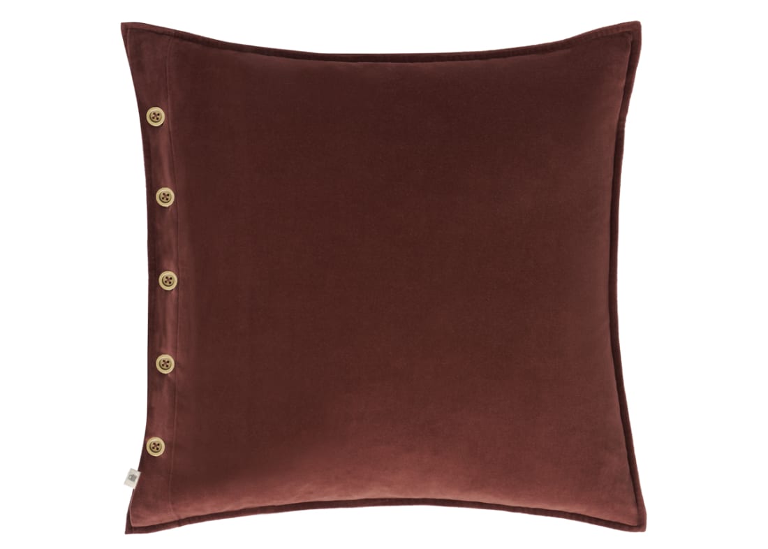 Easy Buttons Velvet Cushion 60 x 60 cm in Brown
