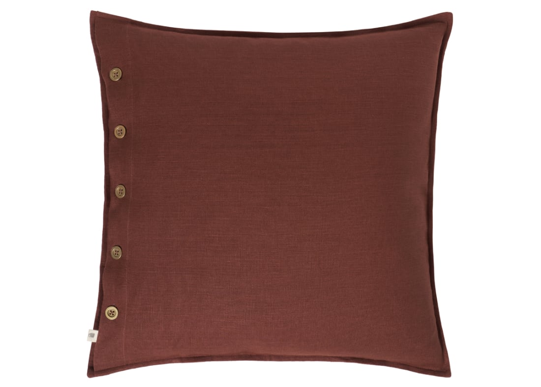 Easy Buttons Linen Cushion  60 x 60 cm in Brown