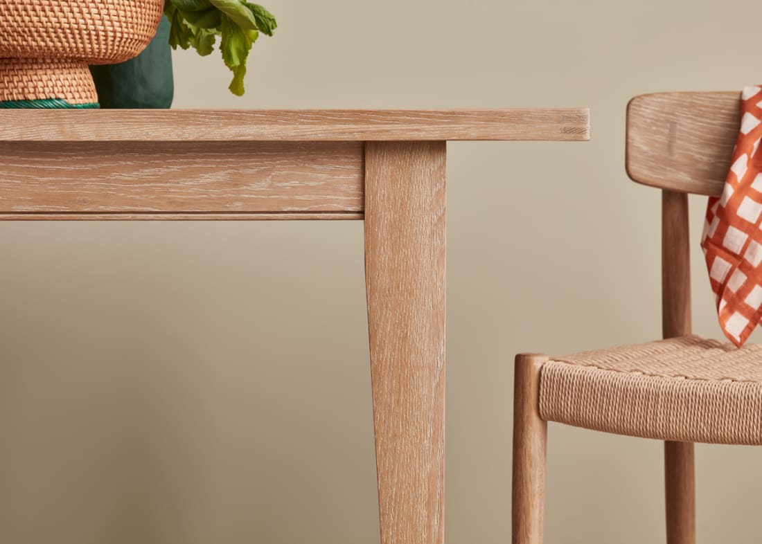 Bread Kitchen Table in Whitewashed Oak