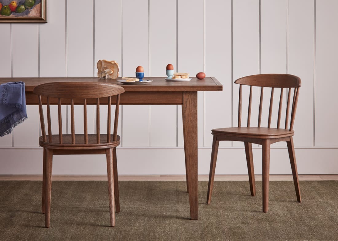 Drummer Pair of Chairs in Dark Oak with the Bread Kitchen Table