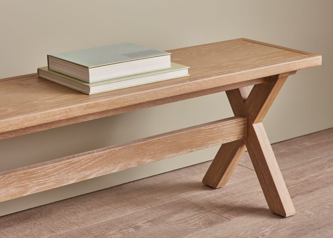 Scooch Kitchen Bench in Whitewashed Oak
