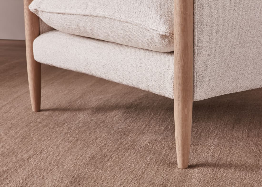 Spencer Accent Chair in Light Oak in Egg Box Beige Linen