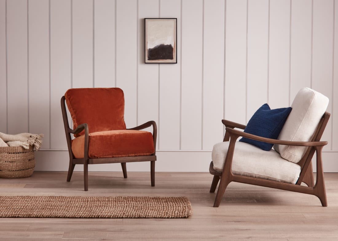 Squishbag Accent Chair in Dark Oak in Egg Box Beige Linen