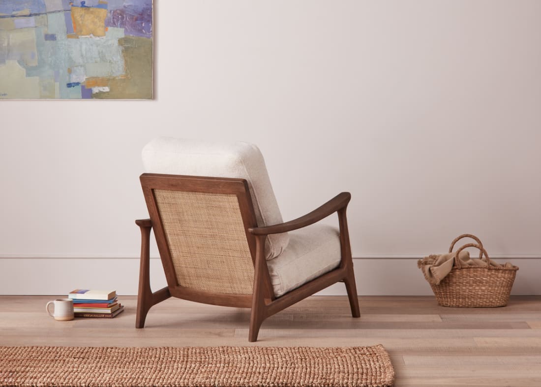 Squishbag Accent Chair in Dark Oak in Egg Box Beige Linen