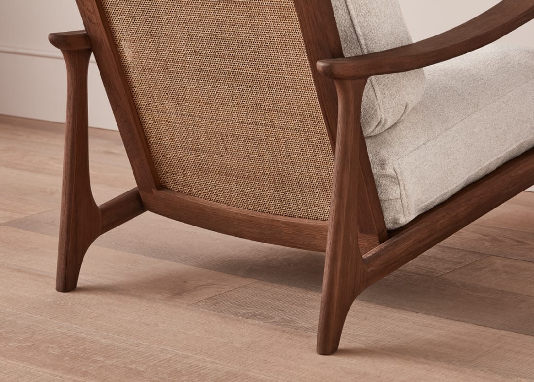Squishbag Accent Chair in Dark Oak in Egg Box Beige Linen
