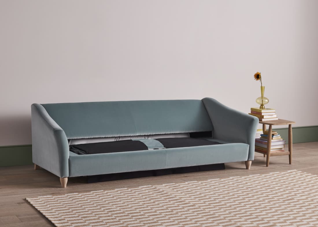 Brioche Sofa Bed in Tidepool Teal Velvet