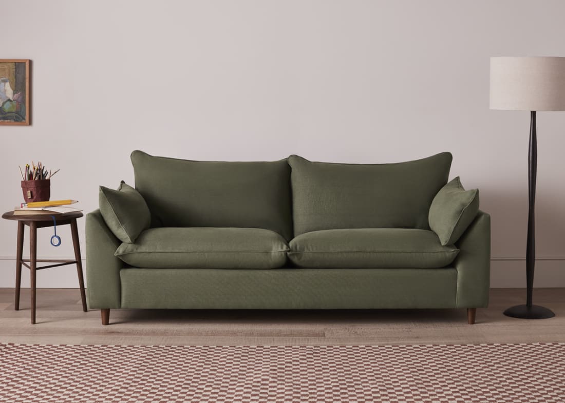 Slow Riser Sofa Bed in Waxed Jacket Green Linen