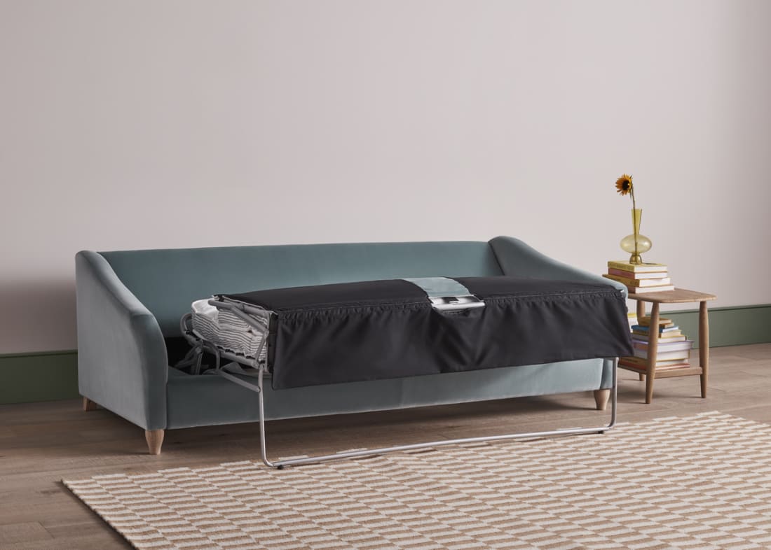 Brioche Sofa Bed in Tidepool Teal Velvet