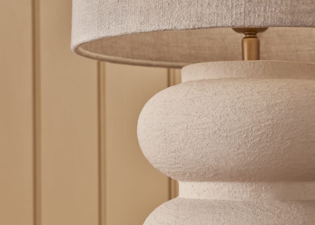 Double Scoop Ceramic Lamp - Medium - Sandcastle Beige