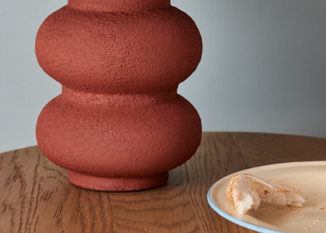 Double Scoop Ceramic Lamp - Small - Cinnamon Sticks Orange