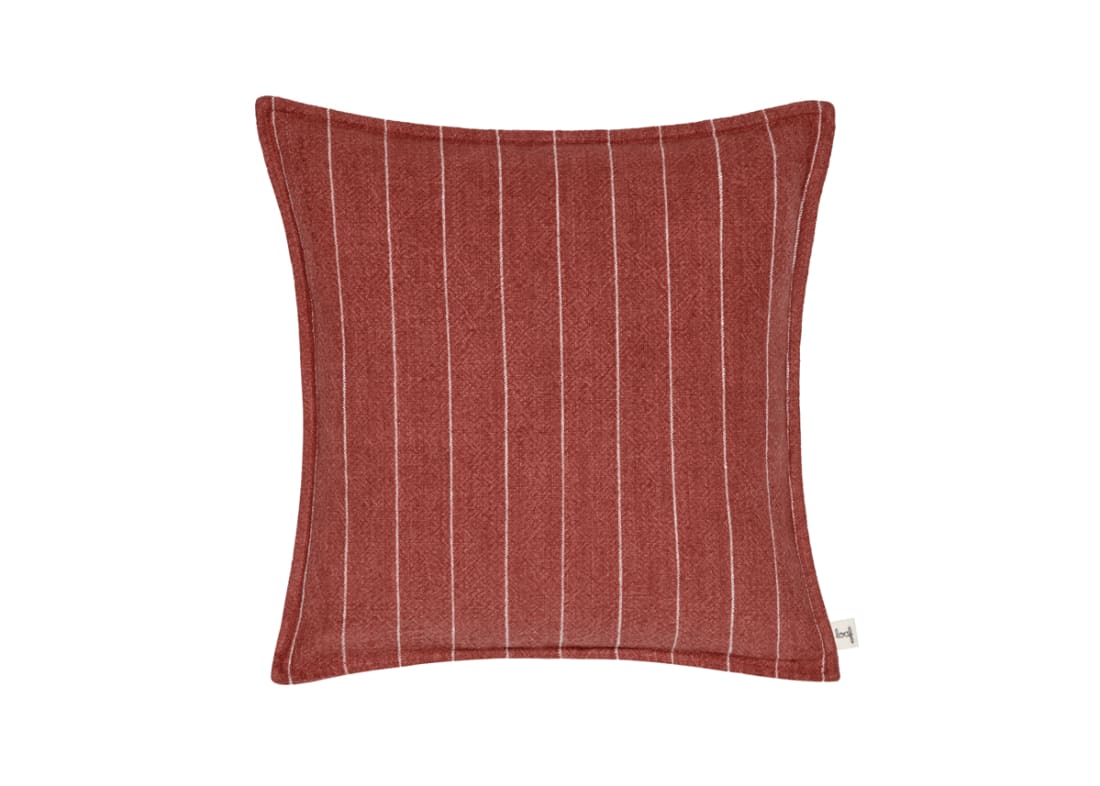 Stripey Stitch Linen Cushion  - 43x43 - Rusty Red