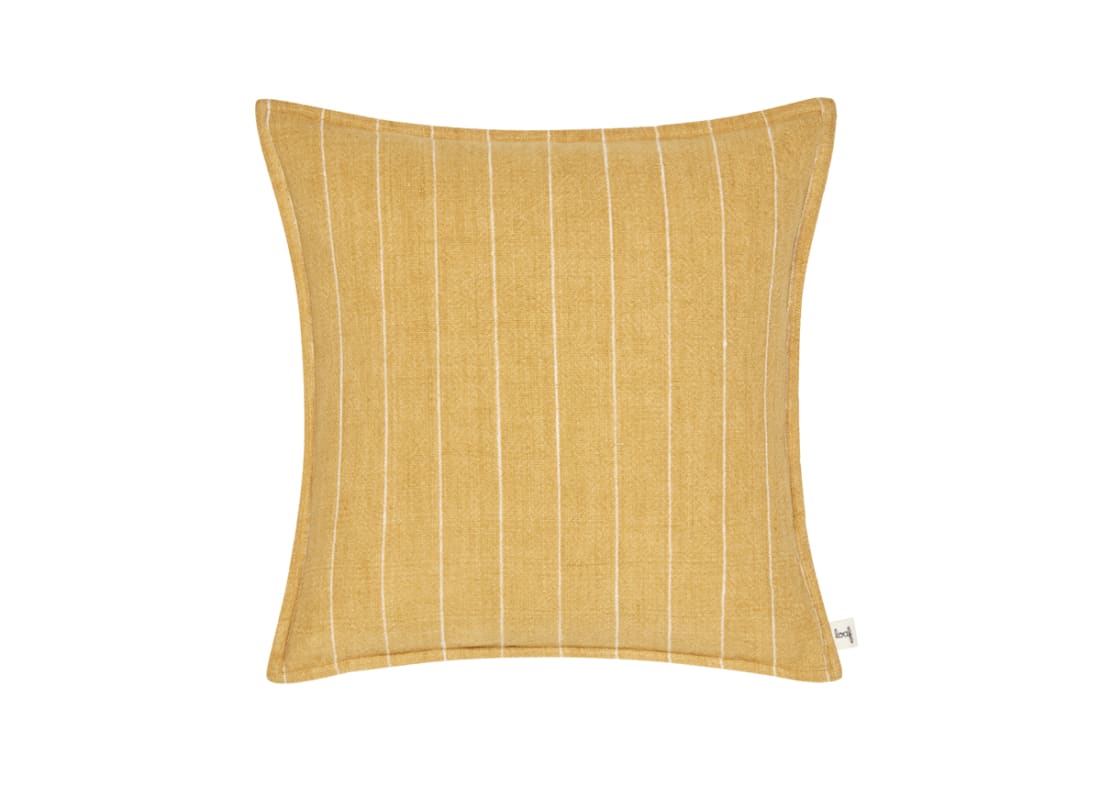 Stripey Stitch Linen Cushion  - 43x43 - Buffed Beeswax Yellow