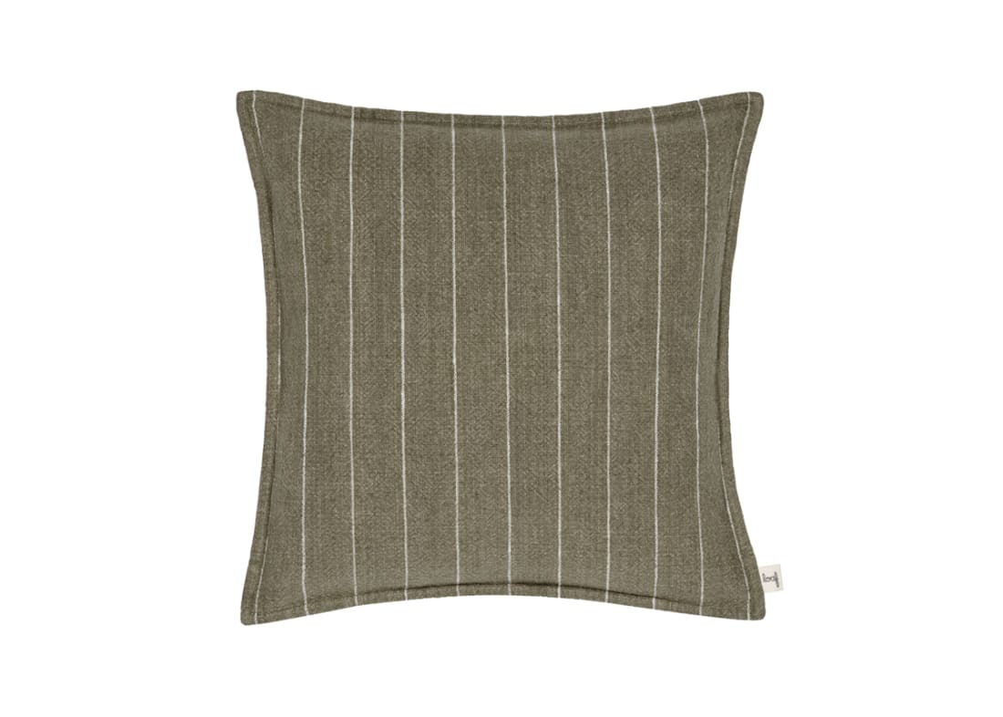 Stripey Stitch Linen Cushion  - 43x43 - Welly Boot Green